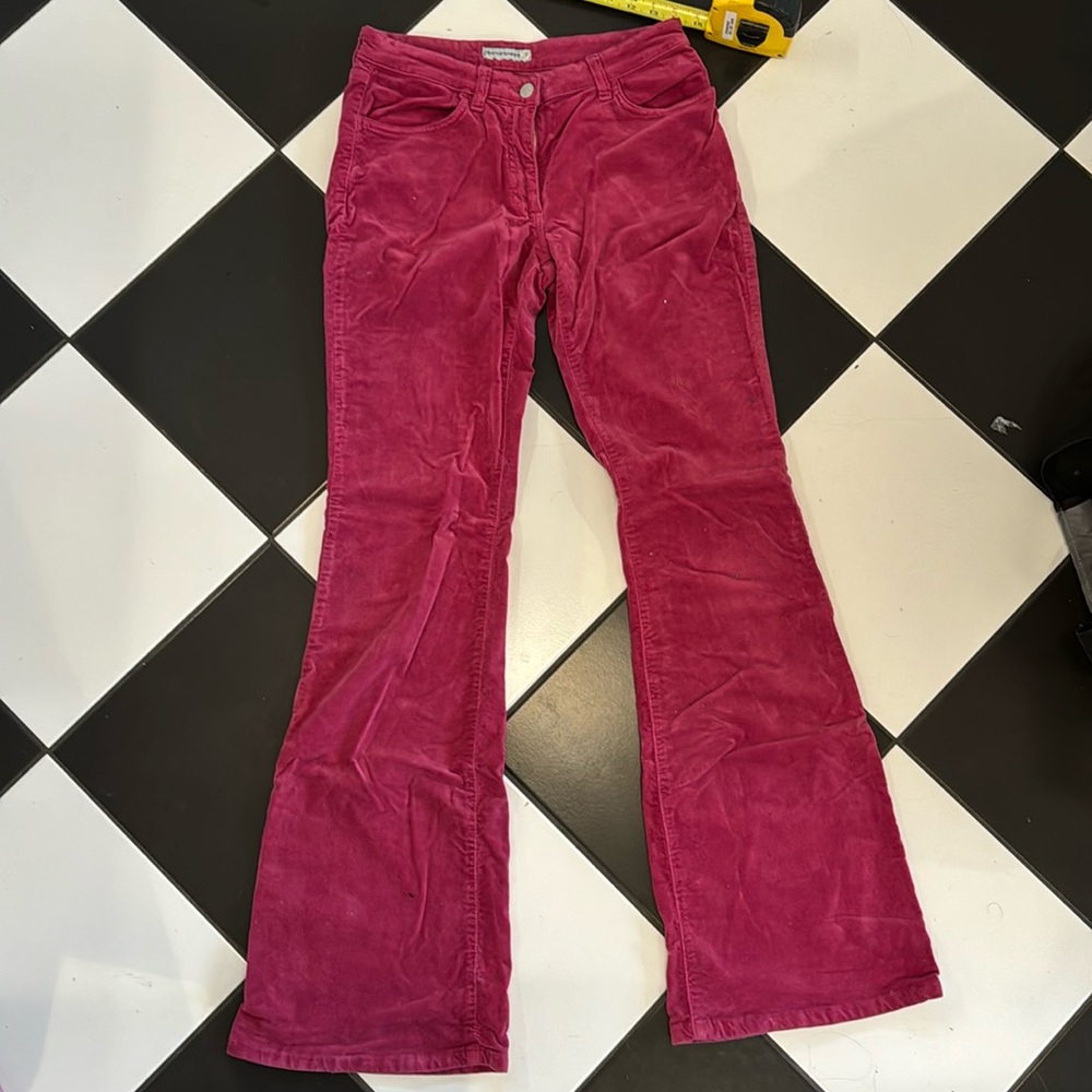 90s Fuschia Velour Fornarina Flare / boot cut Jeans size 29